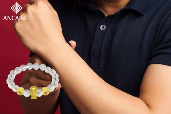 Vòng Đá Phối Charm Vàng 24K Kim Mão Và Hột Kim Tiền